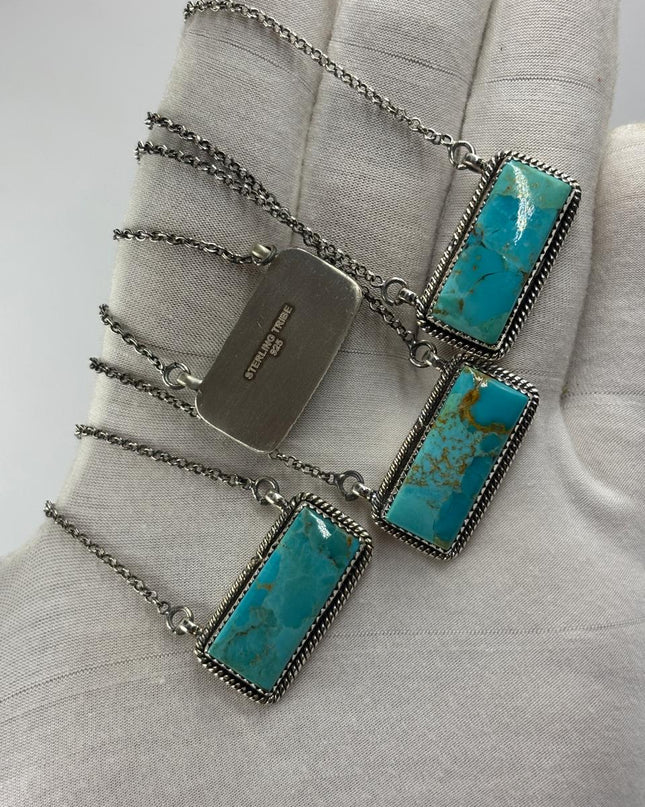 Sterling Silver Bar Necklace - Kingsman Turquoise