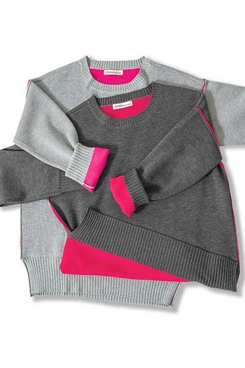 0805 Round Neck Contrast Trim Sweater SI-28343 Zenana