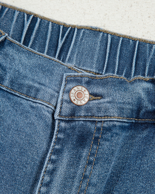 Stone Blue Star Patchwork Cropped Wide Leg High Waist Jeans