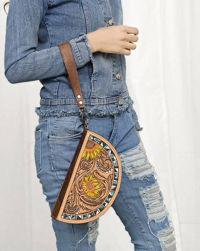 ADBG1433A Taco Hand Tooled Genuine Western Leather Women Bag