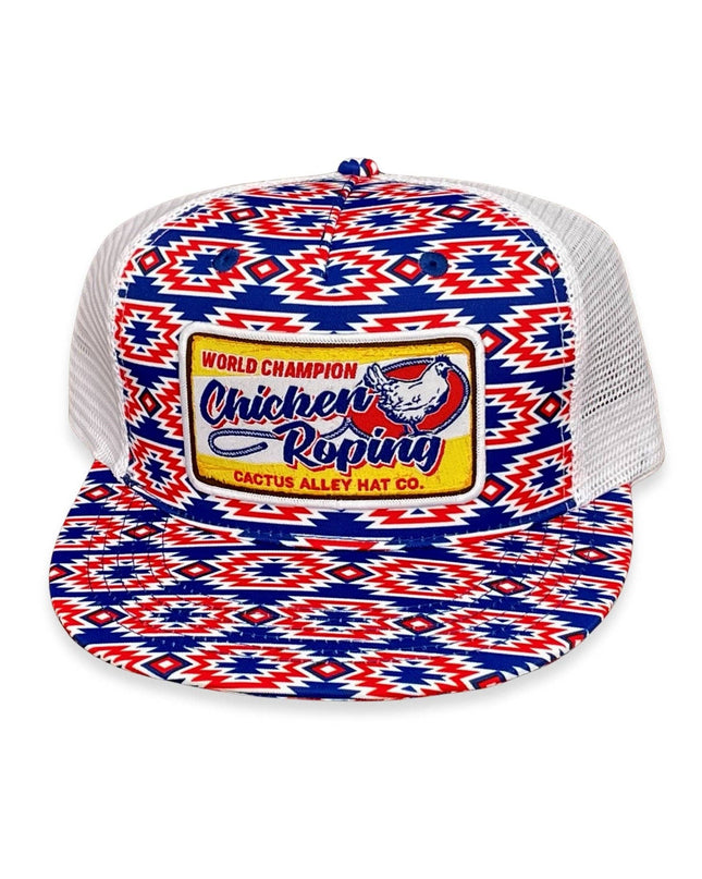 "Chicken Roping" - CA 'Merica Aztec/White Mesh, Snapback Cap (WESA JAN 2024)