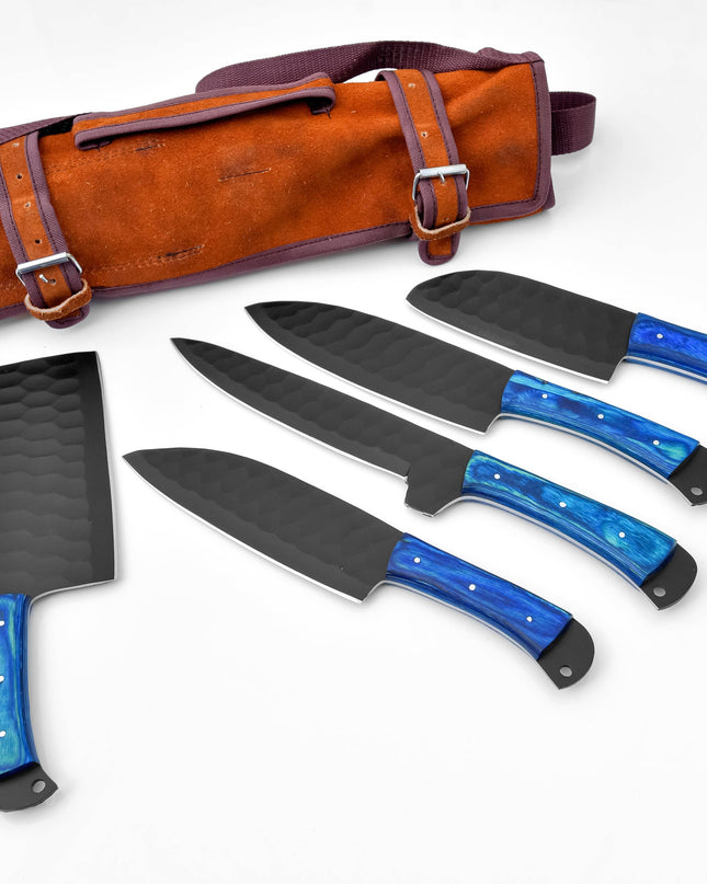 5-Piece  Knife Set / With Leather carry Bag Blue
