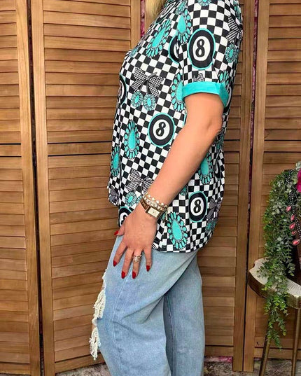 Western turquoise jewels women boutique top XCH17166