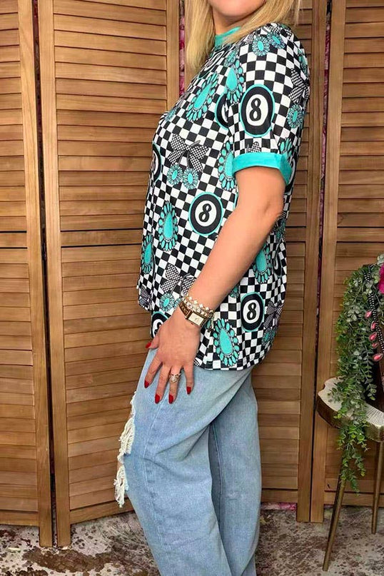 Western turquoise jewels women boutique top XCH17166