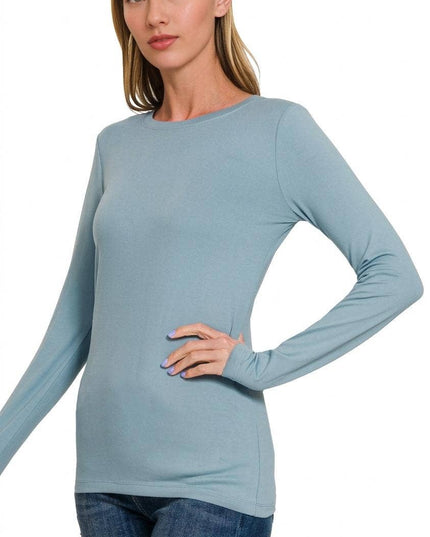 `Microfiber Long Sleeve Basic Tee Zenana