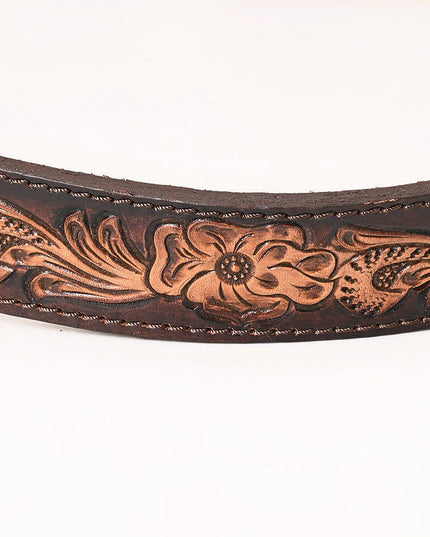 ADBGA635 Hair-On Cowhide Crossbody Bag with Tooled Leather Strap & Trim