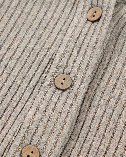 Simply Taupe Plus Size Ribbed Knit Kangaroo Pocket Henley Long Sleeve Top