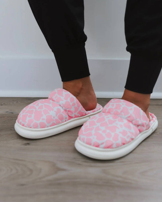 Pink Cowhide Slippers