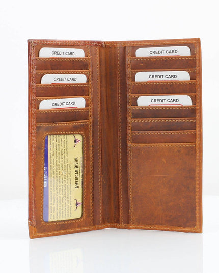Oil Pull Up Tooled Leather Accent Rodeo Wallet ABW027