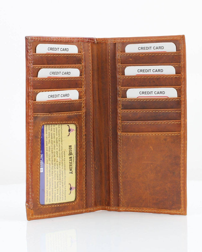 Oil Pull Up Tooled Leather Accent Rodeo Wallet ABW027