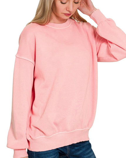 SI-27206 Pigment Dye Fleece Oversized Pullover Zenana