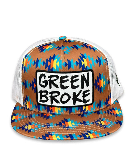 "Green Broke" - CA Dirty Sancho Aztec/White Mesh, Snapback Cap (2025)