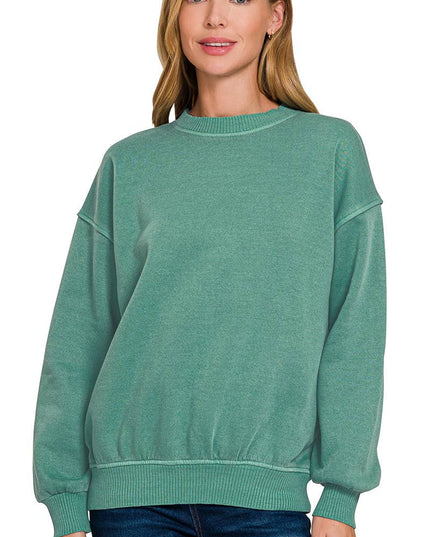 SI-27206 Pigment Dye Fleece Oversized Pullover Zenana