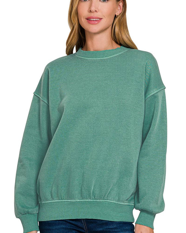 SI-27206 Pigment Dye Fleece Oversized Pullover Zenana