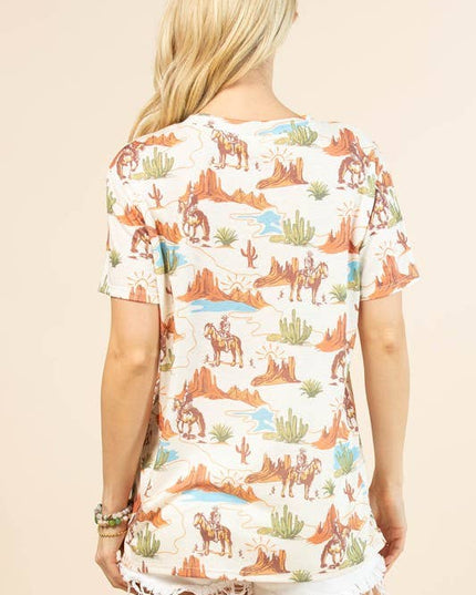 AV1205-ESME WESTERN PRINT SHORT SLEEVE TEE