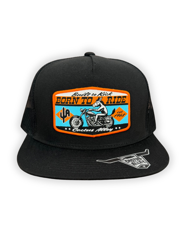 "Born to Ride" - 6006 Black/ Black Mesh, Snapback Cap