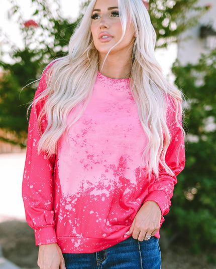 Rose Tie Dye Long Sleeve Pullover Sweatshirt