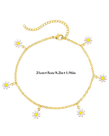 Gold Daisy & Pearl Chain Anklet