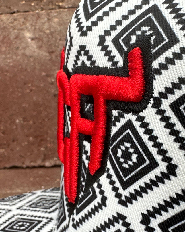 "CA Shorthorn" Red Puff Stitch - CA Black/White Aztec, Snapback Cap (WESA JAN 2024)