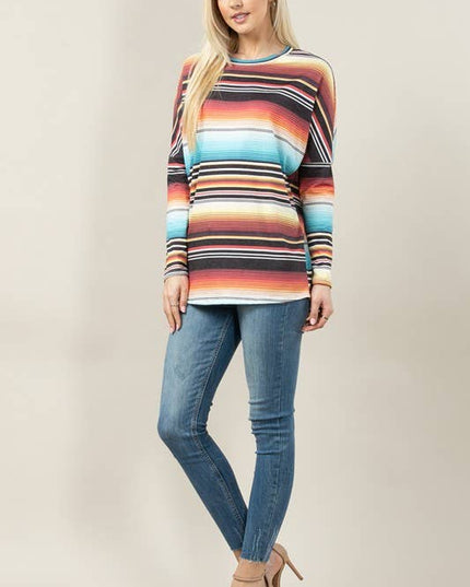 KC010-JOAN PLUS SIZE SERAPE PRINT DOLMAN TOP