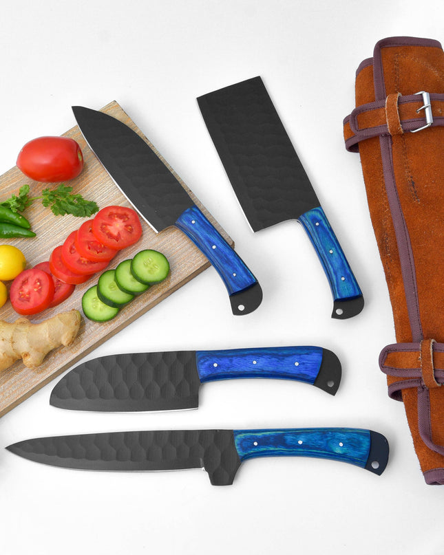 5-Piece  Knife Set / With Leather carry Bag Blue