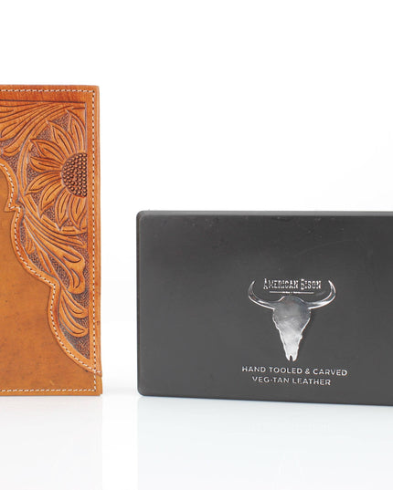 Oil Pull Up Tooled Leather Accent Rodeo Wallet ABW027