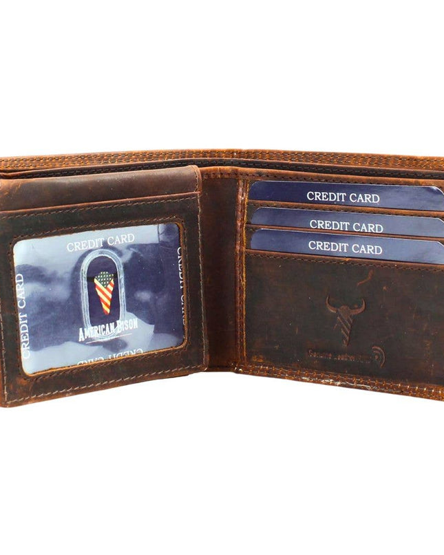Oil Pull Up Embossed Steer Bifold Wallet ABB 006