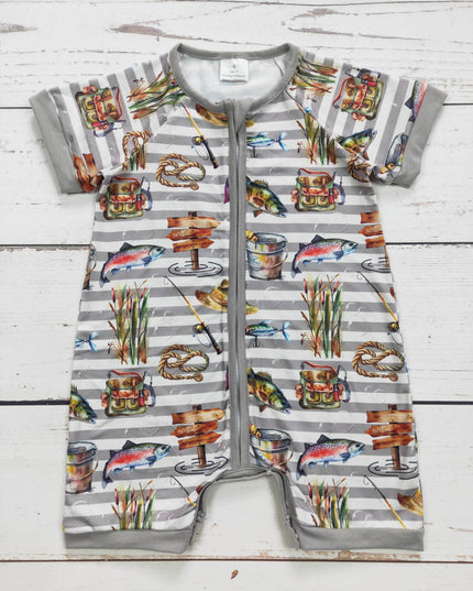 Baby Boy Fishing Lure Zip Romper