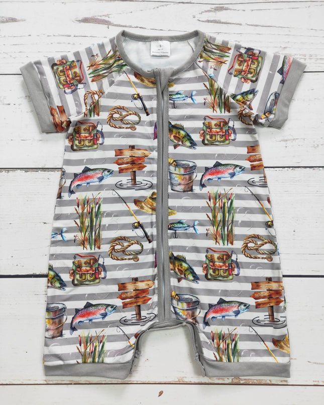 Baby Boy Fishing Lure Zip Romper