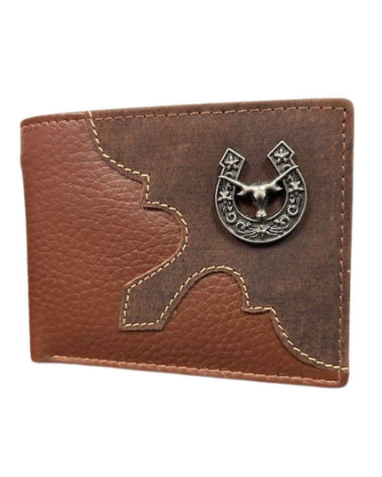 Mixed Media Bifold Rodeo Wallet with Medallion AB1915