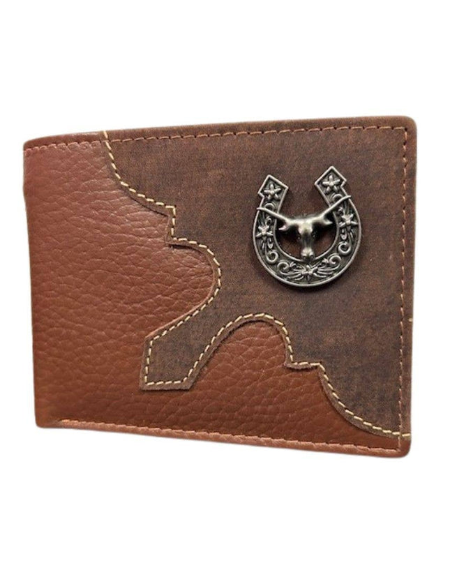 Mixed Media Bifold Rodeo Wallet with Medallion AB1915