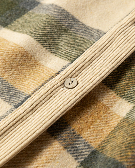 Parchment Retro Plaid Corduroy Patchwork Shacket