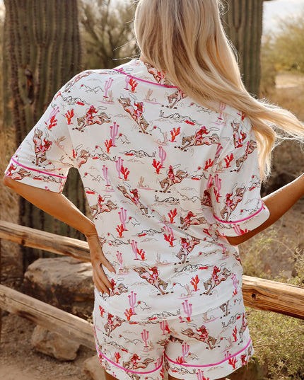 White Cowgirl Country Print Pajamas Set