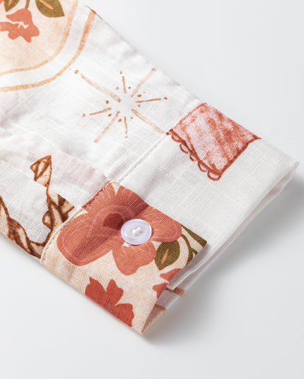 White Rodeo Cowgirl Print Western Button up Shirt