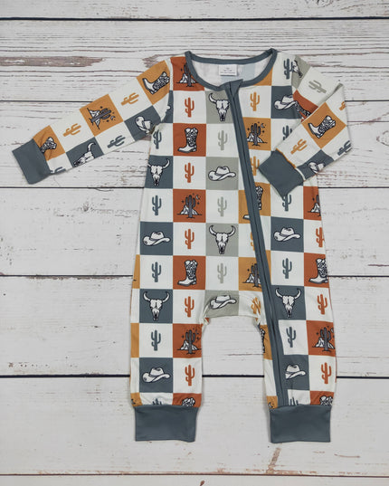 Baby Zipper Sleeper With Cactus Cows Print