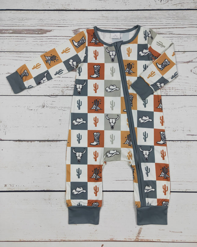 Baby Zipper Sleeper With Cactus Cows Print