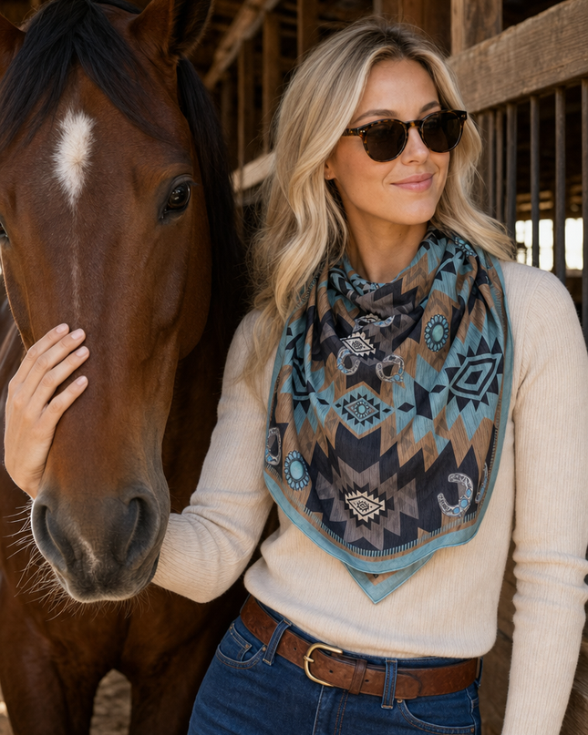 AVS-896 AZTEC PRINT SQUARE WILD RAG 36X36