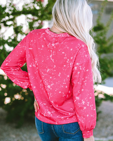 Rose Tie Dye Long Sleeve Pullover Sweatshirt