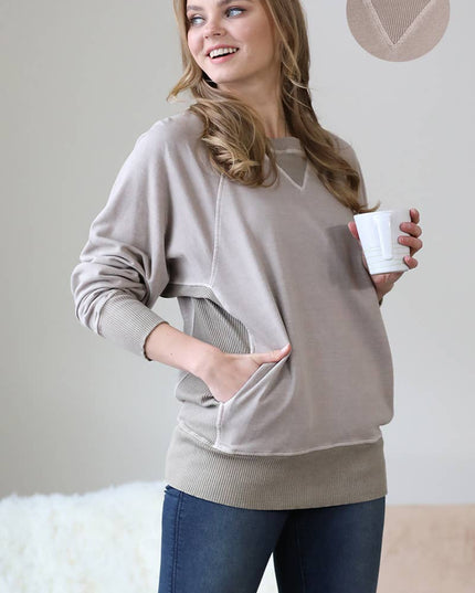 `Washed French Terry Pullover With Side Pockets