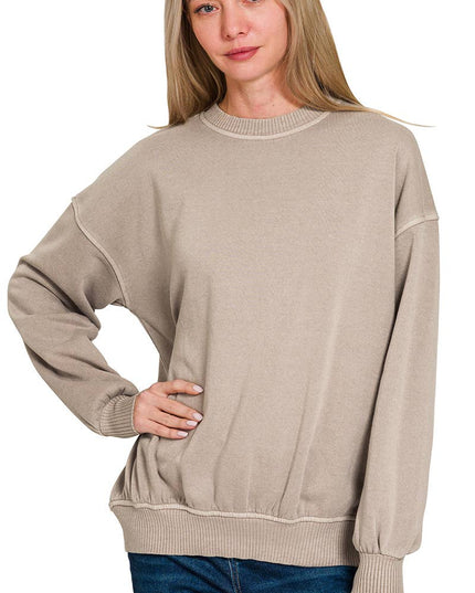 SI-27206 Pigment Dye Fleece Oversized Pullover Zenana