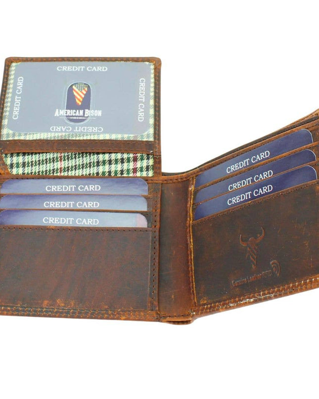 Oil Pull Up Embossed Steer Bifold Wallet ABB 006
