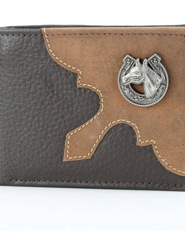 Mixed Media Bifold Rodeo Wallet with Medallion AB1915