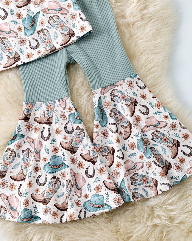 Western printed on dusty green 2 piece set. OFG60999 SOL