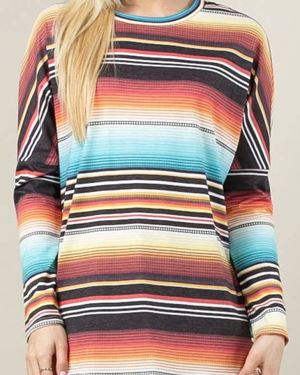 KC010-JOAN PLUS SIZE SERAPE PRINT DOLMAN TOP