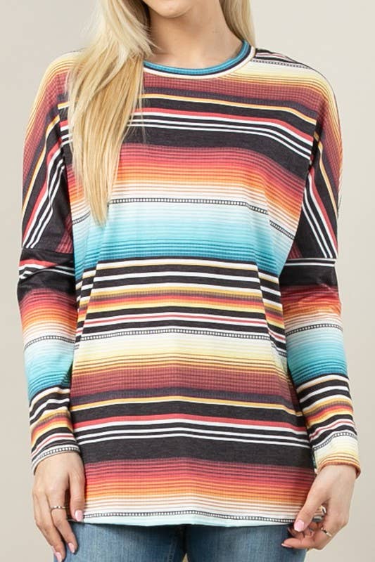 KC010-JOAN PLUS SIZE SERAPE PRINT DOLMAN TOP