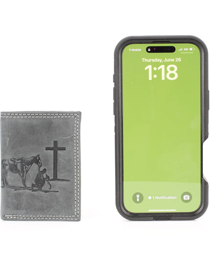 Men’s Tri-Fold Wallet with Cowboy Emboss ABMWVT 04