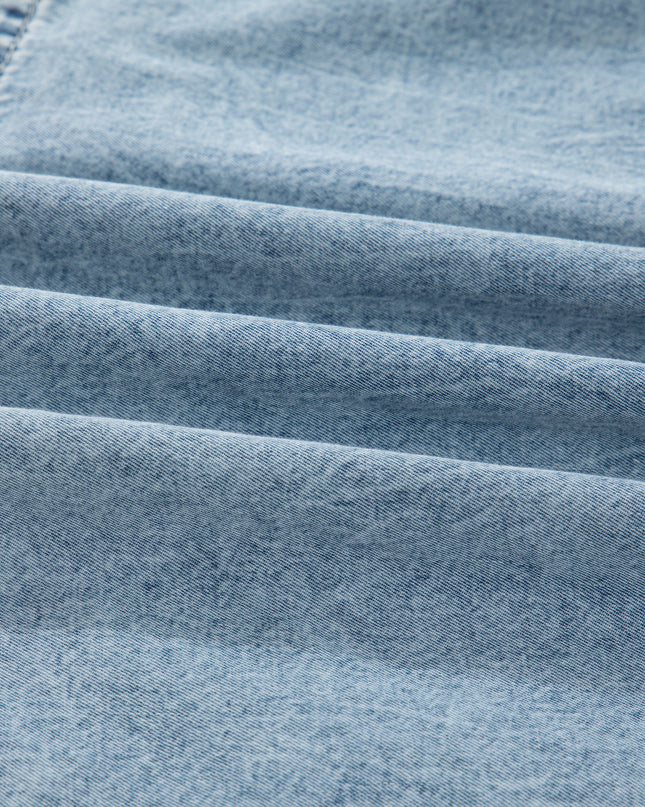 Dusk Blue Light Wash Tiered Flowy Overall Denim Dress