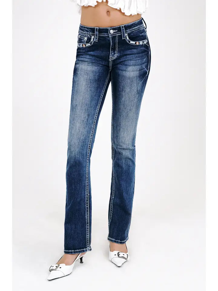 Grace In LA - Aztec Modify Mid-Rise Boot Cut 30"