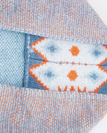 Blue Aztec Print Open Front Knitted Cardigan