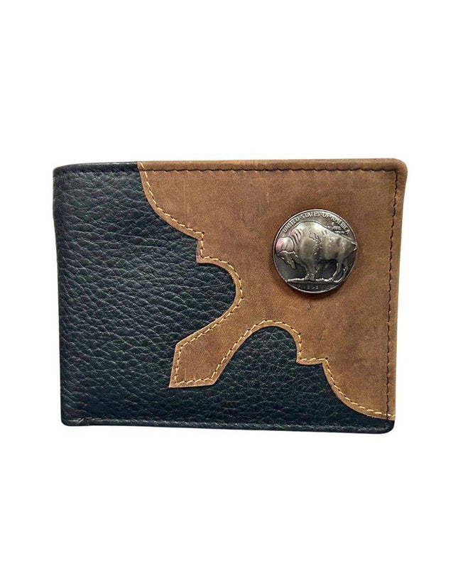 Mixed Media Bifold Rodeo Wallet with Medallion AB1915